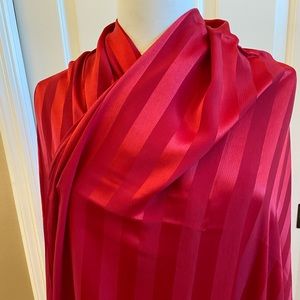 Vintage red stripe silk fabric yardage 3.3 yds